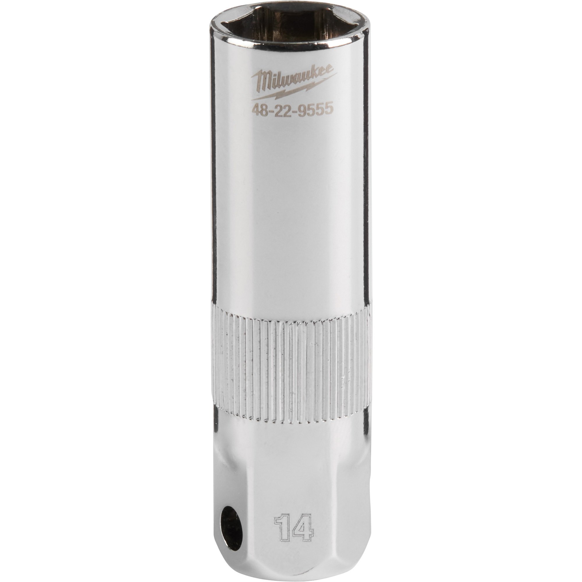 Milwaukee 6-Point Spark Plug Socket, 3/8in. Drive, 14mm, Model# 48-22-9555
